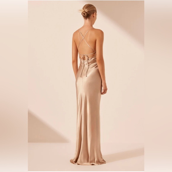 Shona Joy La Lune Lace Back Maxi Dress- Gold - Picture 4 of 8